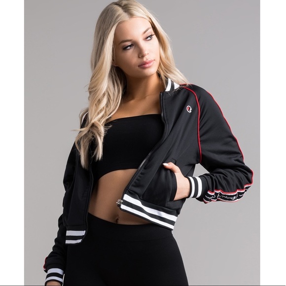 Champion Logo Track Bomber Jacket collegiate black - Picture 11 of 11